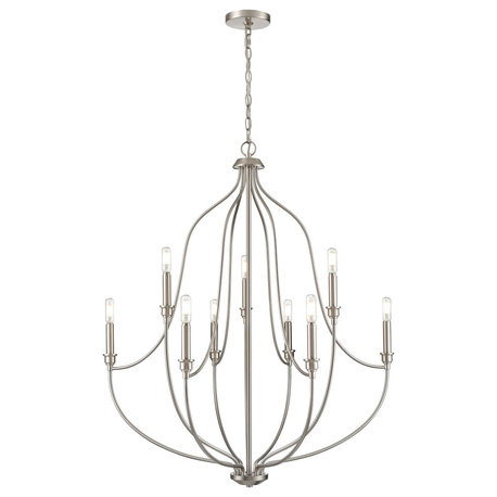 9 Light 32.5 in. Brushed Nickel Chandelier