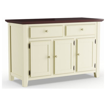 Bowery Hill Modern Wood Multi Storage Buffet in Cherry and White