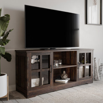 Cori 52" Wood and Glass Console For TVs Up To 55", Espresso