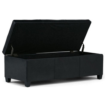 Atlin Designs Faux Leather Storage Bench in Black