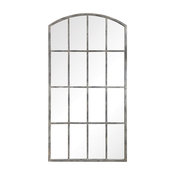 Amiel Transitional Large Scale Arched Window Pane Decorative Mirror