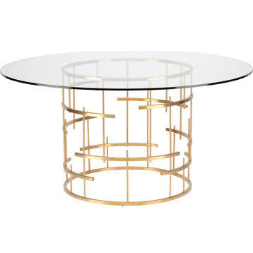 Round Tiffany Dining Table - Clear, Gold