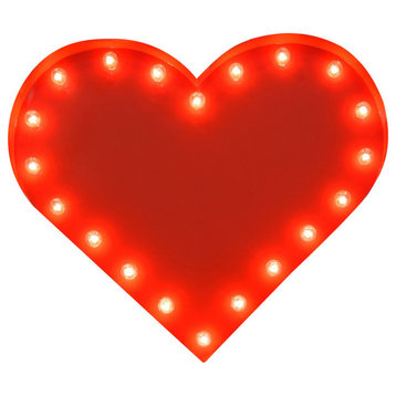 Medium Steel Heart Marquee Light By Iconics, Red Powder Coat