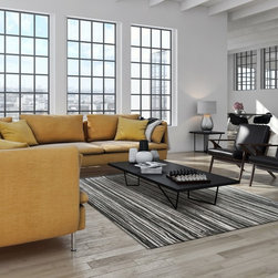 Atlantic Ocean Rug 8630 in Grey Stripes - Rugs