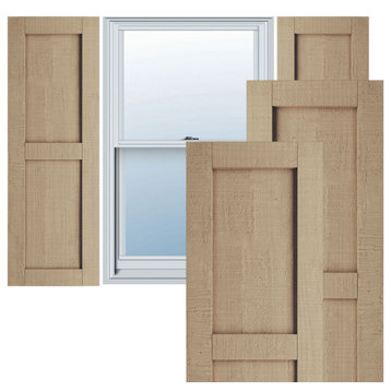 Rustic Two Equal Panel Flat Panel Rough Cedar Faux Wood Shutters (Per Pair)