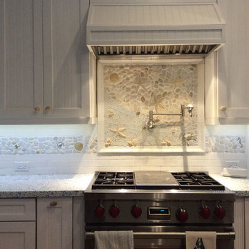 Bright Kitchen Nautical Border and Matching Backsplash Mosaic Mural