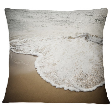 Close up Waves in Mediterranean Sea Seashore Throw Pillow, 18"x18"