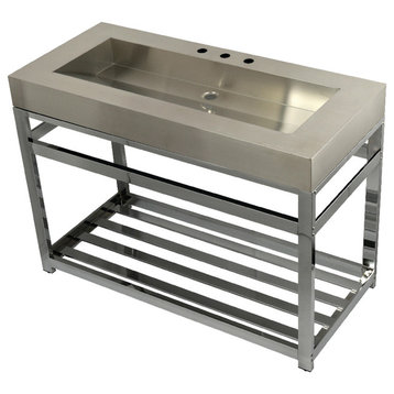 49" Stainless Steel Sink w/Steel Console Sink Base, Brushed/Polished Chrome
