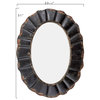 Oval Metal Scalloped Framed Wall Mirror, Distressed Black