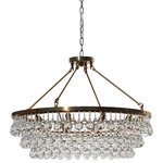 LightUpMyHome - Lightupmyhome Celeste 32" Glass Drop Chandelier, Brass, Hanging or Flush Mount - Hundreds of large clear glass drop crystals surround this brass finished frame. With the ability to display this light as a hanging or flush mount version, the versatility of the Celeste Chandelier makes it the perfect fit for any space.