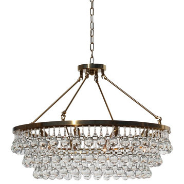 Lightupmyhome Celeste 32" Glass Drop Chandelier, Brass, Hanging or Flush Mount