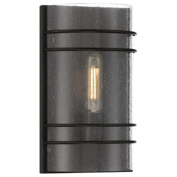 Artemis, Wall Sconce, Matte Black With Seeded Glass Shade, 4 W