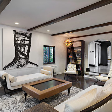 Contemporary Living Room in Red and White Leather