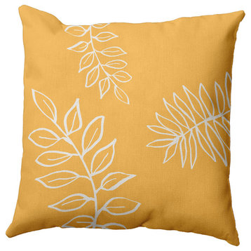 26" x 26" Fern Leaves Decorative Indoor Pillow, Egg Yolk