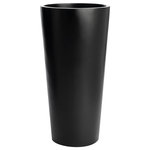 Root and Stock - Sonoma Tall Cylinder Planter, Black, 7"x14" - The extra small, black Sonoma Tall Cylinder Planter from Root and Stock is defined by its sleek, timeless silhouette. Crafted from industrial-strength fiberglass, this product is lightweight, durable, maintenance-free and weather-resistant, making it an optimal choice for both indoor and outdoor areas. Unpretentious and sophisticated, this planter from Root and Stock is a simple yet elegant way to bring a dash of color and energy to your home.