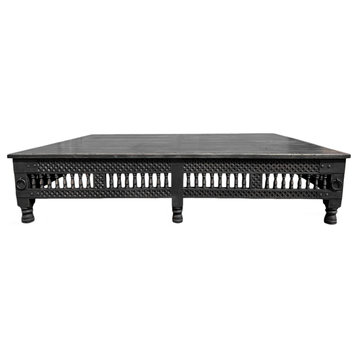 Consigned Large Black Takhat Coffee Table