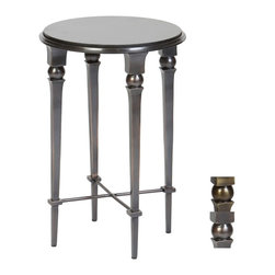 Prima - Pegasus Accent Table With Granite Top, Antique Brass - Side Tables And End Tables