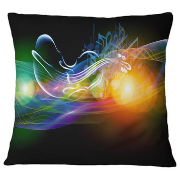 Waves of Music Fractal Design Abstract Throw Pillow, 16"x16"