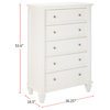 Wood Chest with 5 Drawers, White