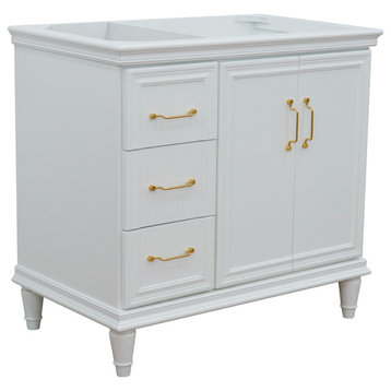 36" Single Vanity In White Finish-Cabinet Only