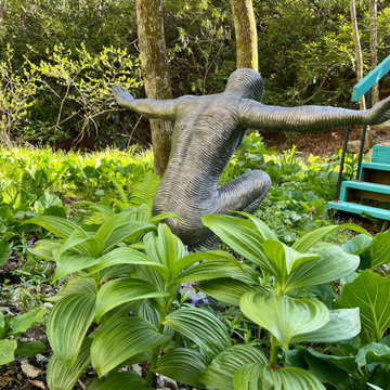 Metal sculpture greets garden visitors