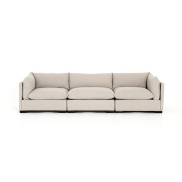 Westworld Modern 3-Piece Lounge Sofa, 117", Beige
