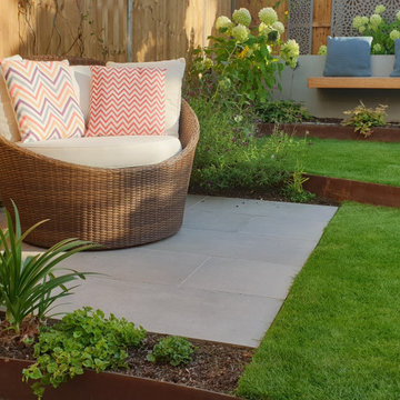 Ealing Small Garden with Terraced lawn