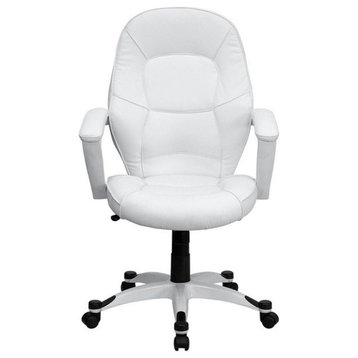 Pemberly Row Mid-Back Leather Executive Office Chair in White