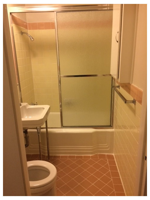 How to decorate ugly pink & yellow bathroom?