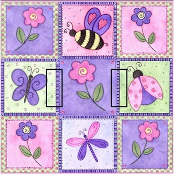 Pink Springtime OP Double Toggle Peel and Stick Switch Plate Cover: 2 Units