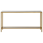 Uttermost - Uttermost Hayley Gold Console Table - Classic And Minimalistic, This Narrow Console Table In Iron Is Finished With Lightly Antiqued Gold Leaf, Inset With A Beveled Mirrored Top, And Gallery Shelf In Clear Glass. Uttermost's Console Tables Combine Premium Quality Materials With Unique High-style Design. With The Advanced Product Engineering And Packaging Reinforcement, Uttermost Maintains Some Of The Lowest Damage Rates In The Industry. Each Product Is Designed, Manufactured And Packaged With Shipping In Mind.