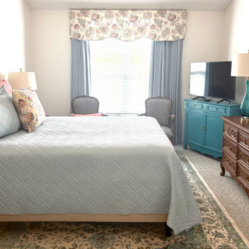 Blue and Coral Master Bedroom