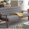 Fabric Upholstered Wooden 3-Seater Sofa 2 set of Wooden Lounge Chair, Gray