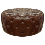 Armen Living - Victoria Ottoman Bonded Leather, Brown - An ottoman for 2 or 3 people or the center of the party. 36 inch round moss green fabric ottoman designed for a lot of family use. Armen Living is the quintessential modern-day furniture designer and manufacturer. With flexibility and speed to market, Armen Living exceeds the customer s expectations at every level of interaction. Armen Living not only delivers sensational products of exceptional quality, but also offers extraordinarily powerful reliability and capability only limited by the imagination. Our client relationships are fully supported and sustained by a stellar name, legendary history, and enduring reputation. The groundbreaking new Armen Living line represents a refreshingly innovative creative collaboration with top designers in the home furnishings industry. The result is a uniquely modern collection gorgeously enhanced by sophisticated retro aesthetics. Armen Living celebrates bold individuality, vibrant youthfulness, sensual refinement, and expert craftsmanship at fiscally sensible price points. Each piece conveys pleasure and exudes self expression while resonating with the contemporary chic lifestyle.