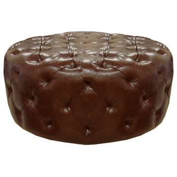 Victoria Ottoman Bonded Leather, Brown