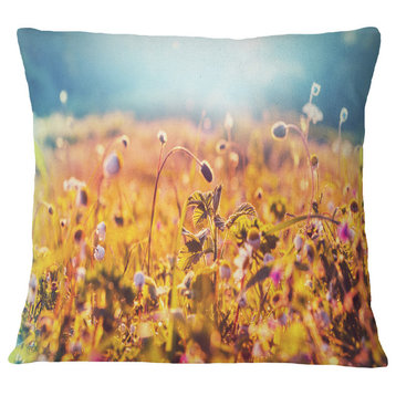 Little Mountain Flowers On Sunny Day Flower Throw Pillow, 18"x18"