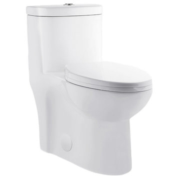 Sublime One Piece Elongated Toilet, Glossy White, Dual Flush