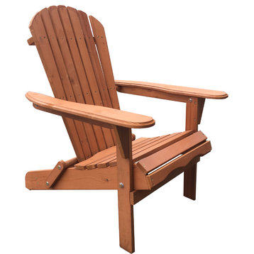 Villartet Solid Wood Classic Adirondack Outdoor Folding Chair, Walnut