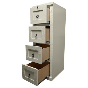 Rustic 4-Drawer File Cabinet, European Ivory