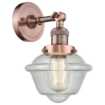 Innovations 1-LT Vintage LED Small Oxford 8" Sconce - Antique Copper
