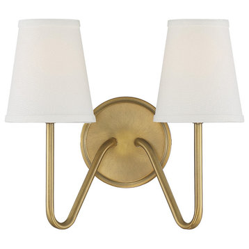 Trade Winds Lighting 2-Light Wall Sconce In Natural Brass