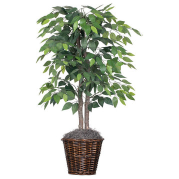Vickerman TBU0140  4' Artificial Ficus Bush Rattan Basket