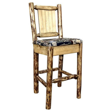 Montana Woodworks Glacier Country 30" Barstool with Laser Engraved in Brown