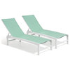 Outdoor Patio Aluminum Adjustable Chaise Lounge Chairs (Set of 2), Green