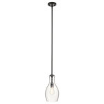 Kichler - Kichler Everly 13.75" 1 Light Hour Glass Pendant, Clear Black - The Everly 13.75"" one light hour glass shaped pendant comes with a curved, glass blown shade featuring clear glass and a Black finish for a simple and elegant look. The Everly's versatile design coordinates with a variety of styles and can be used singularly, in multiples or arranged at varying heights to elevate the room.