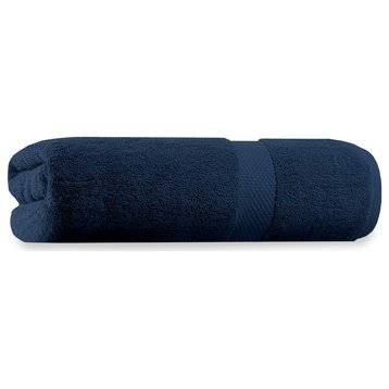 Delara 1-Piece 100% Organic Cotton Plush Bath Sheet, 36"x70", Navy Blue