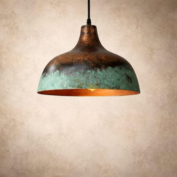 Green Patina Copper Dome Pendant Light