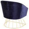 LumiSource Canary Tub Chair, Gold Metal and Royal Blue Velvet