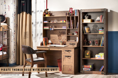 Pirate Themed Desk with Upper Unit for Young Boys