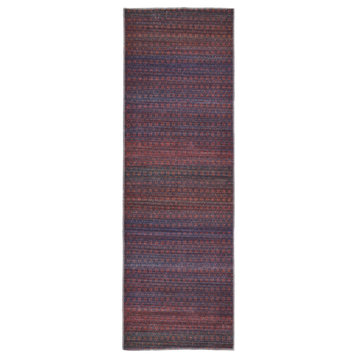Weave & Wander Welch Oriental Machine Washable Pink/Blue Rug, 2'7"x8' Runner